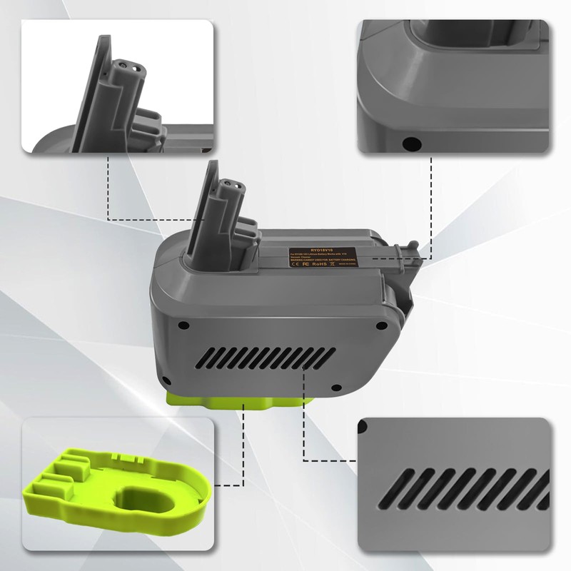 BTRUI V10 Adapter for Ryobi 18V Lithium Battery Convert to