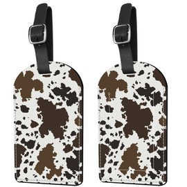 Deokke Luggage Tags Suitcase Tags PU Leather Privacy Screen Luggage Tags Aesthetic Cute Travel Bag Labels for Women Girls Men Green 2 Pack (Cowhide Leather)