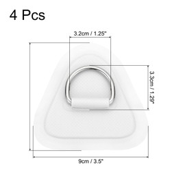 PATIKIL 3.5" Paddle Board D Rings, 4 Pcs Stainless Steel D-Ring PVC Patch Pad No Glue Include for Raft Kayak Inflatable Boat Surfboard, White