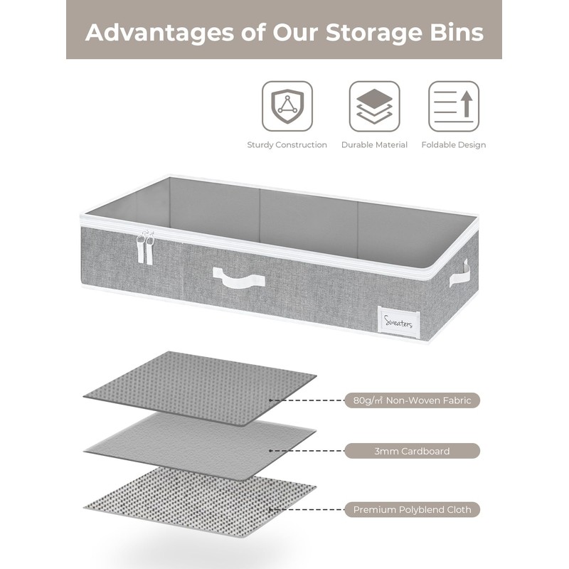 StorageWorks Extra Large Under Bed Storage Containers with Handles and