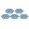 5pcs Table Mats Geometric Hex Shape Hollow Silicone Blue Insulation