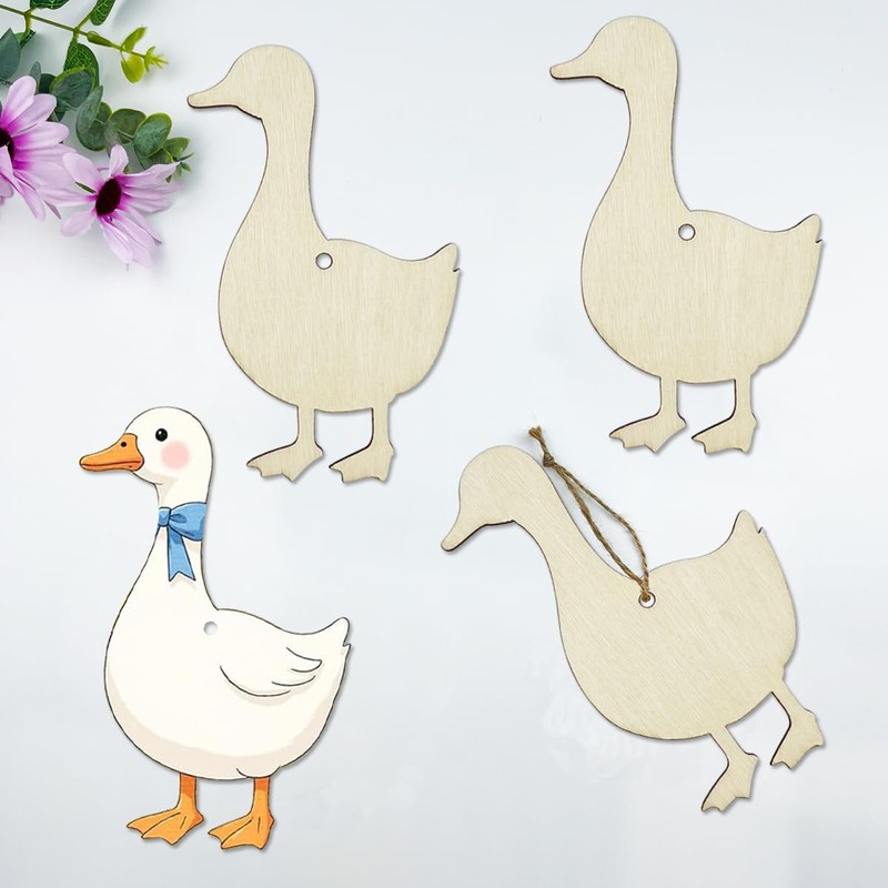 30 Pack 4 Inch Wood Goose Cutouts Unfinished Wooden Goose