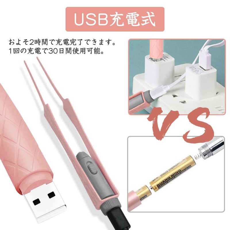 LEDライト付 耳かき ピンセット USB充電式 みみかき 耳掃除 鼻くそ取りピンセット 耳かきセット ライト付耳かき 鼻洗浄ピンセット