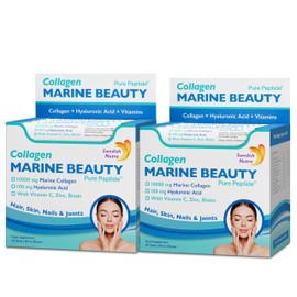 Swedish Nutra Swedish Nutra - Marine Beauty Shots - 2 Boxes, 40 Day Supply I 10000 mg Hydrolyzed Marine Collagen (Type I & III) I Skin, Hair & Nails I Higher Absorption