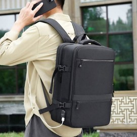 Big size backpack backpack travel backpack pocket multi expandable back cushion travel backpack storage capacity Black