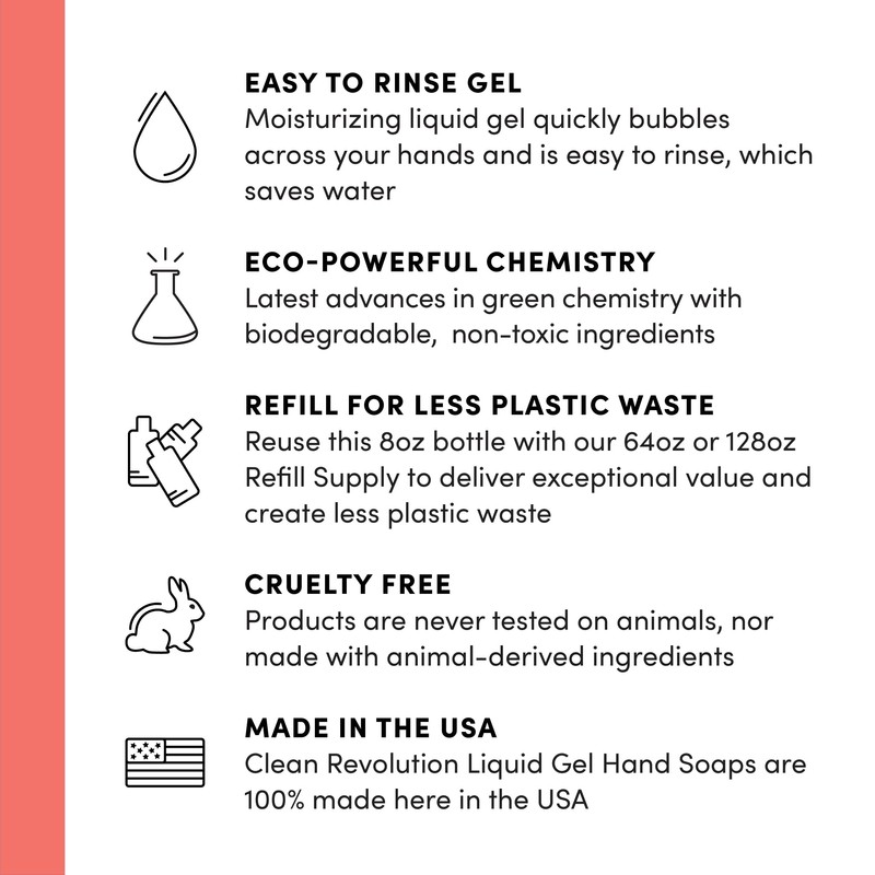 Clean Revolution Liquid Gel Hand Soap, Silky Rich Liquid, Quick