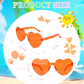 AMCAMI 12 Pairs Heart Shaped Sunglasses for Women Colored Heart Shaped Glasses Bachelorette Party Favors(orange)