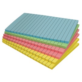 Better Office Products Lined Sticky Notes, 4 x 6, 6 Pack, 300 Sheets (50/Pad), Self Stick Notes with Lines, 4 Assorted Pastel Colors, Post Memos, Strong Adhesive, 6 Pads
