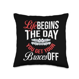 Braces Dental Orthodontic Colors Teeth Brush Assistant Throw Pillow