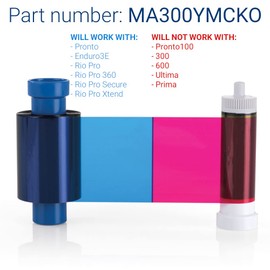 MAGICARD MA300YMCKO (EN1) Printer Ribbon and 100 Cards Bundle - Prints up to 300 Card Designs