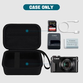 HESPLUS - Funda para cámara digital Canon PowerShot G7 X Mark II/ G7X Mark III/ G9 X Mark II, funda protectora para cámara Vlogging 4K, bolsa de almacenamiento de viaje, bolsillo de malla para cables,