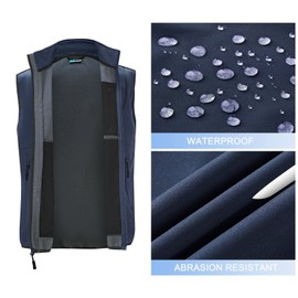 Willit Men's Fleece Golf Vest Outdoor Winter Vest Jacket Softshell Outerwear Sleeveless Jacket for Hiking Causal Blue L