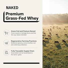 NAKED Vanilla Whey Protein Powder - All Natural Grass Fed Whey Protein Powder, Vanilla Flavor, Organic Coconut Sugar, 5Lb Bulk, GMO-Free, Soy Free, Gl
