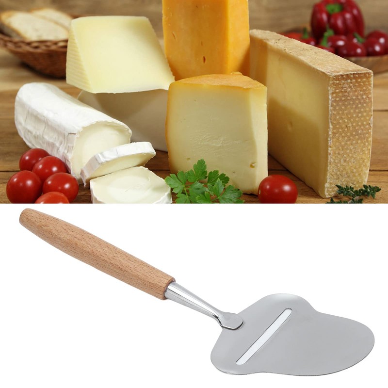Stainless Steel Cheese Slicer- Multi-Functional Cheese Slicer -Wood Handheld Slicer