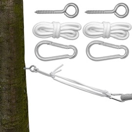 AMANKA Fastening for Hammock Complete kit incl Carbines Eyebolts Ropes Weight Bearing Capacity 160Kg