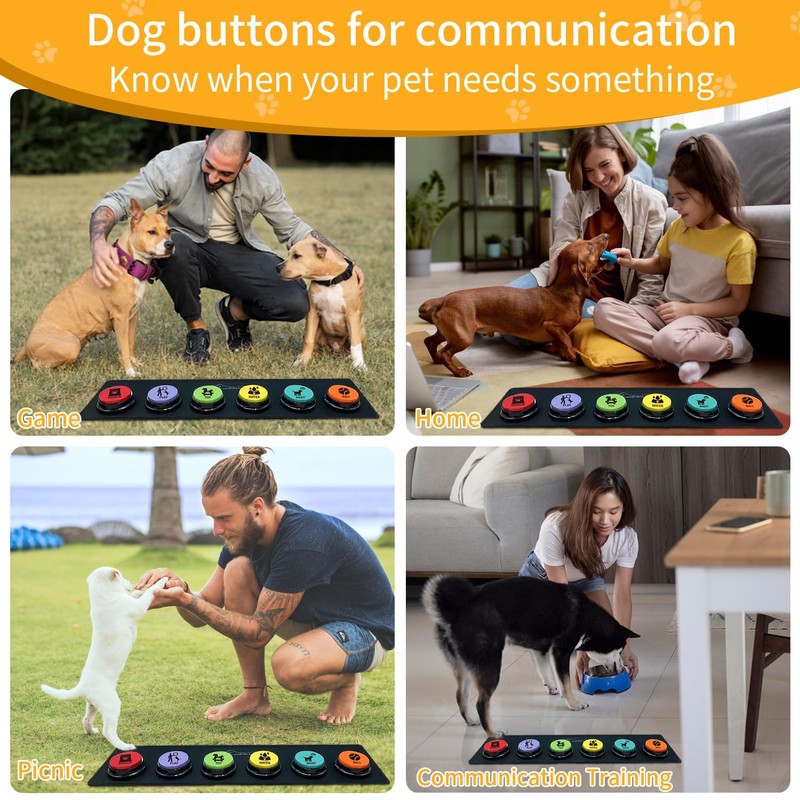 MMGGAISH 6-Piece Dog Talking Button Set, Dog Button for Communication,