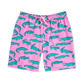 Chubbies Men’s Swim Shorts, Stretch Swimming Board Trunks, Beach Shorts, Quick Dry, 7 Inch Inseam, Pink,green, Medium