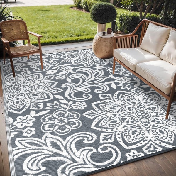 Findosom Waterproof Outdoor Rug 6' x 9' - Reversible Mandala