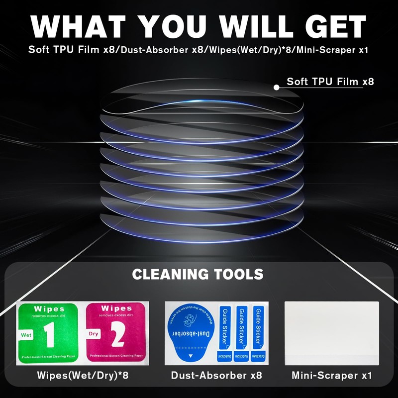 8 Packs Compatible for Garmin Instinct 3 50mm Screen Protector,Advanced