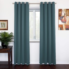 NIM TEXTILE Thermal Insulated Blackout Curtains, 110" Total Width, Room Darkening Window Panel Grommet Top Drapes, 2-Panels Set, 55" W x 84" L, Teal