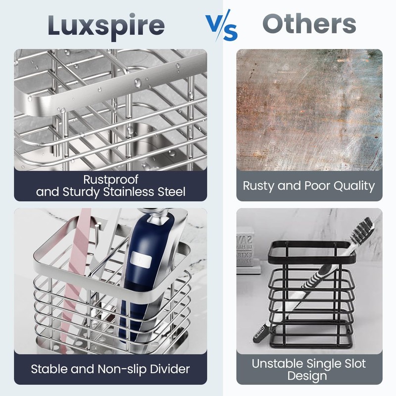 Luxspire Toothbrush Holders for Bathroom, Stainless Steel Electric Toothbrush Holder