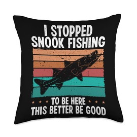 Snook Fishing Lure Rod and Reel Combo Snook Fisherman Throw Pillow