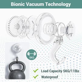 Luxear Vacuum Suction Cup Hooks Bathroom Reusable Razor Holder Waterproof Shower Hooks Strong Hold 5kg Weight Capacity for Storage Bathroom Hooks Towels Robes Multipurpose Hanging-4Pack