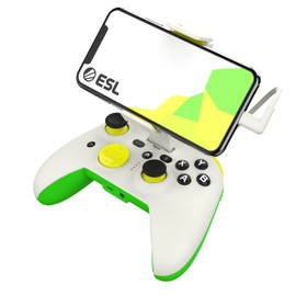 RiotPWR ESL RP1950ESL Game Controller for iOS iPhones, Wired for Interference-free Game Flow, Power Pass Through Charging, ZeroG Holder, Improved 8-Way D-Pad, Share Button, Green-White