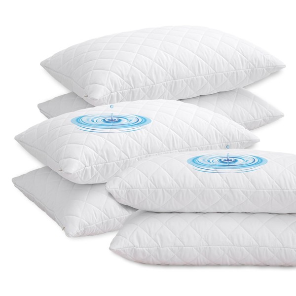 LSC Waterproof Pillow Protectors 6 Pack Quilted Ultra Soft Anti