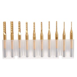 Mesee CNC Engraving Bit Set, Rotary Burr Set, End Mill Titanium Coat Carbide End Mill, Carbide End Mill, End Mill for Wood, Soft Metals, 0.8-3.17 mm, Pack of 10