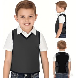 Sensory Compression Vest for Kids - Autism & ADHD Deep Pressure Therapy, Breathable Form-Fitting SPD Clothing, Calming Anxiety Relief, OT Support Black