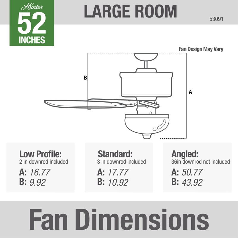 Hunter 52 inch Indoor Ceiling Fan with LED Light -