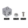 sourcing map 4Set 30x30x30mm 3-Way Corner Bracket Cube, Aluminum Alloy