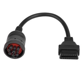 Yosoo 9 Pin to OBD2 Adapter, Truck Diagnose Interface, 16 Pin Female Adapter Plug, J1939 Protocol, PVC Material, 12 Inch Length