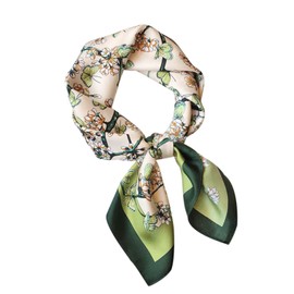 KGDUYC Bandana, Women's Headscarf, Mulberry Silk Scarf, Square Satin Headscarf, Graphic Print Silk Scarf, Elegant Neckerchief, Gift for Mother, Suitable for Handkerchief, Neck, Wrist, Green
