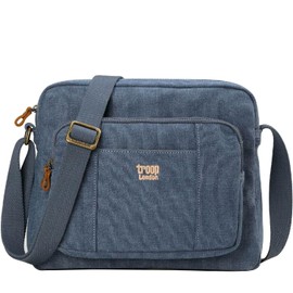 Troop London TRP0234 Classic Canvas Across Body Bag Blue