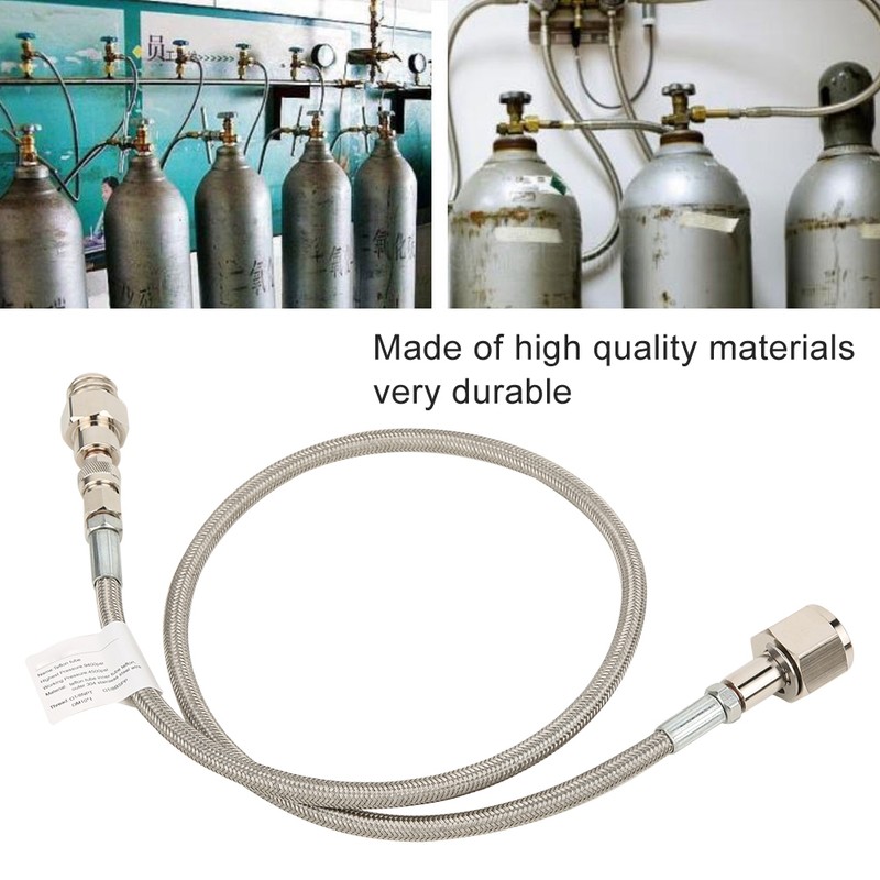 1m/3.3ft Silver Soda Hose W21.8-14 CO2 Cylinder Direct Adapter Hose