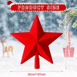 Gejoy Christmas Tree Topper Velvet Star Tree Topper Red Star Decorative Christmas Tree Decoration Christmas Tree Toppers for Artificial Tree Xmas Decor