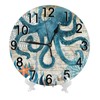 Abucaky Blue Octopus Nautical Map Wall Clock Battery Operated Silent