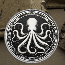 Patches for Backpacks, Funny Octopus Round Patches Embroidered Tactical Patches, Military Style Hook and Loop Badges, DIY Morale Applique Accessories for Jacket, Backpack, Hats