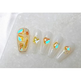 [Dune] Full of ice stones✨Best quality handmade nail tips - Coffin S / [두네] 얼음스톤 가득✨퀄리티 최상 영롱 수제네일팁 - 코핀S