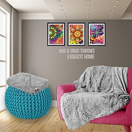 EXQUIZIT HOME Luxury Super Soft HUG & SNUG Fluffy Fur Throw Blanket Large Sofa Bed Warm Cosy Fleece Blanket Throw Double 150 Cm x 200 Cm Silver Only