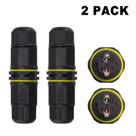 Duttek IP68 Outdoor Waterproof Electrical Wire Connector, Outdoor Junction Box 2Pin M20 Plug for Ø3mm 4.5-10mm (AC 400V, 17.5A) Cable Diameter Waterproof Extension Cord Connector Repair kit 2 Pack