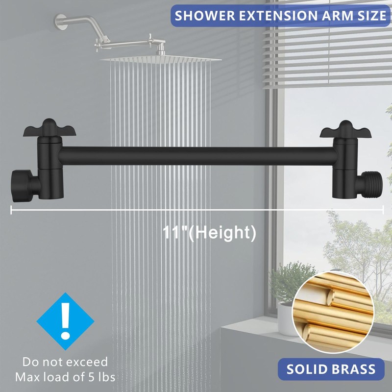 Voolan 11 Inch Shower Extension Arm with Lock Joints, Adjustable