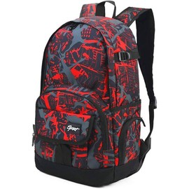 School Backpack Travel Bag for Men & Women Lightweight College Back Pack with Laptop Compartmen - Color: Graffiti Red