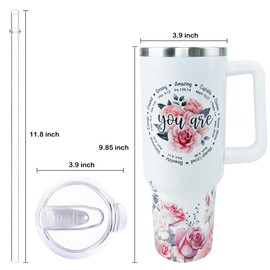 Christian Gifts for Women - Inspirational Gifts, Religious Gifts for Women - Thank You Gifts for Women - Birthday Gifts for Mom, Friend, Sister Coworker - Jesus 40oz Tumbler with Handle and Straw