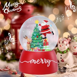 VCUTEKA Snow Globe, Christmas Snow Globe Rotating Musical Snow Globes Santa Claus Snowglobe for Kids Gift and Home Décor, Santa Claus