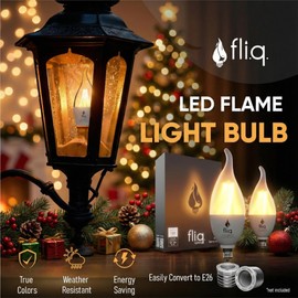 Fliq | LED Flame Light Bulb | 2 Pack | 2W | 4 Modes | Flickering Flame Bulb | 2023 Release | (Mini Frosted E12)