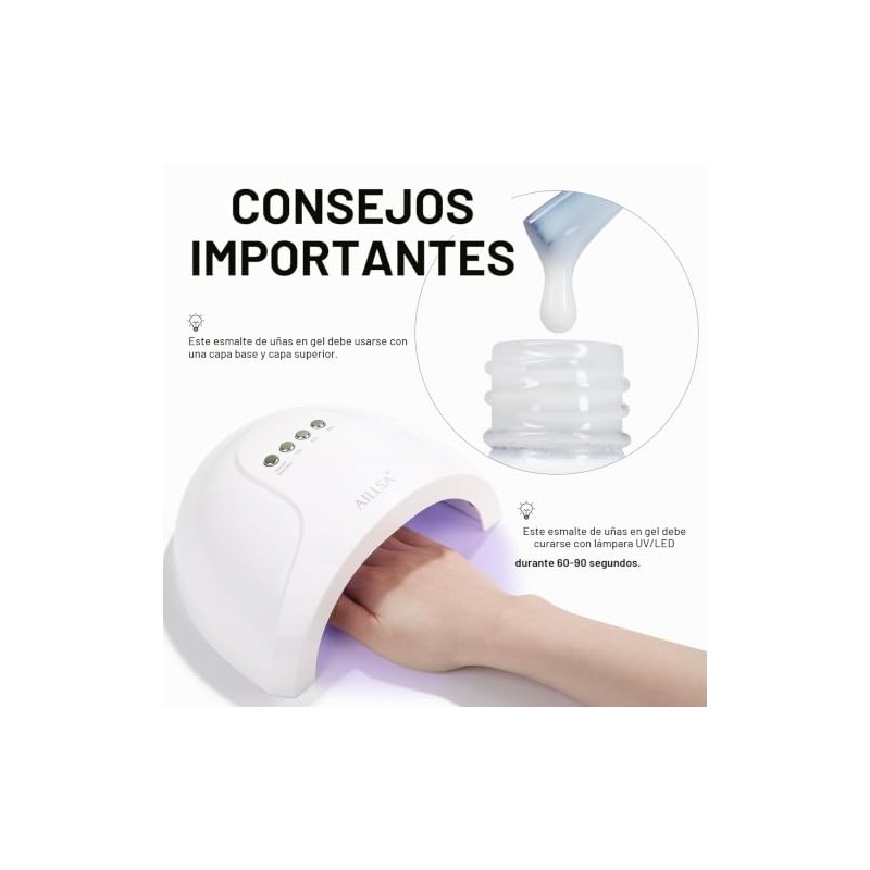 AILLSA Esmalte de uñas de gel blanco lechoso, jalea translúcida
