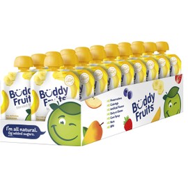 Buddy Fruits Snacks To Go Banana Unsweetened Applesauce 3.2oz Pouch (18pk) Gluten-Nut-Dairy-Preservatives-BPA Free, Non GMO, Kosher